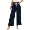 imageGRAPENT Wide Leg Jeans for Women Stretch High Wasited Elastic Waist Bell Bottom Baggy Y2K PantsRinse Blue