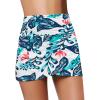 imageGRAPENT Womens High Waist Tulip Hem Shirring Swim Skirt Swimsuit Bikini BottomA 101 Blue Print