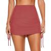 imageGRAPENT Womens High Waist Tulip Hem Shirring Swim Skirt Swimsuit Bikini BottomWtea Rose