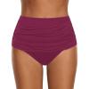 imageGRAPENT Womens High Waisted Swim Bottom Ruched Bikini Tankini Swimsuit BriefsPlum