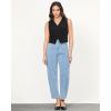 imageGRAPENT Barrel Jeans for Women Trendy High Waisted Cropped Cargo Pocket Baggy Stretch Denim Pants Wide Leg Tapered JeansCool Blue