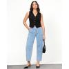 imageGRAPENT Barrel Jeans for Women Trendy High Waisted Cropped Cargo Pocket Baggy Stretch Denim Pants Wide Leg Tapered JeansCool Blue