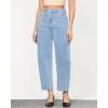 imageGRAPENT Barrel Jeans for Women Trendy High Waisted Cropped Cargo Pocket Baggy Stretch Denim Pants Wide Leg Tapered JeansCool Blue