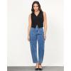 imageGRAPENT Barrel Jeans for Women Trendy High Waisted Cropped Cargo Pocket Baggy Stretch Denim Pants Wide Leg Tapered JeansFresh Blue