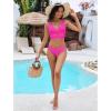 imageGRAPENT Bikini Sets for Women Cropped Tankini Padded Knot Twist Cut Out Low Waist Two Piece Swimsuit Beach Bathing SuitsNeon Pink