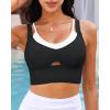 imageGRAPENT Bikini Tops for Women Cropped Tankini Tops Beach Padded Color Block Cutout Adjustable Bathing Suit Swim Top OnlyBlack