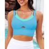 imageGRAPENT Bikini Tops for Women Cropped Tankini Tops Beach Padded Color Block Cutout Adjustable Bathing Suit Swim Top OnlyCyan Blue