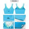 imageGRAPENT Bikini Tops for Women Cropped Tankini Tops Beach Padded Color Block Cutout Adjustable Bathing Suit Swim Top OnlyCyan Blue
