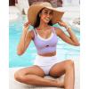 imageGRAPENT Bikini Tops for Women Cropped Tankini Tops Beach Padded Color Block Cutout Adjustable Bathing Suit Swim Top OnlyLavender