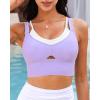 imageGRAPENT Bikini Tops for Women Cropped Tankini Tops Beach Padded Color Block Cutout Adjustable Bathing Suit Swim Top OnlyLavender