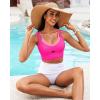 imageGRAPENT Bikini Tops for Women Cropped Tankini Tops Beach Padded Color Block Cutout Adjustable Bathing Suit Swim Top OnlyPink Block