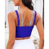 imageGRAPENT Bikini Tops for Women Cropped Tankini Tops Beach Padded Color Block Cutout Adjustable Bathing Suit Swim Top OnlyRoyal Blue