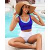imageGRAPENT Bikini Tops for Women Cropped Tankini Tops Beach Padded Color Block Cutout Adjustable Bathing Suit Swim Top OnlyRoyal Blue
