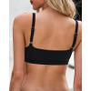 imageGRAPENT Bikini Tops for Women Cropped Tankini Tops Beach Padded Cut Out Adjustable Spaghetti Straps Swimwear Top OnlyBlack