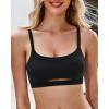 imageGRAPENT Bikini Tops for Women Cropped Tankini Tops Beach Padded Cut Out Adjustable Spaghetti Straps Swimwear Top OnlyBlack