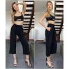 imageGRAPENT Bikini Tops for Women Cropped Tankini Tops Beach Padded Cut Out Adjustable Spaghetti Straps Swimwear Top OnlyBlack