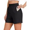 imageGRAPENT Hiking Shorts for Women High Waisted Pull On Athletic Casual Summer Lightweight Cooling Sport Shorts with PocketBlack