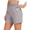 imageGRAPENT Hiking Shorts for Women High Waisted Pull On Athletic Casual Summer Lightweight Cooling Sport Shorts with PocketFrost Gray
