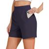 imageGRAPENT Hiking Shorts for Women High Waisted Pull On Athletic Casual Summer Lightweight Cooling Sport Shorts with PocketNavy Blue