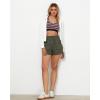 imageGRAPENT Hiking Shorts for Women Trendy High Waisted Pull On Elastic Waist Quick Dry Beach Athletic Cargo Pocket ShortsArmy Green