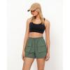 imageGRAPENT Hiking Shorts for Women Trendy High Waisted Pull On Elastic Waist Quick Dry Beach Athletic Cargo Pocket ShortsDark Ivy Green