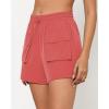 imageGRAPENT Hiking Shorts for Women Trendy High Waisted Pull On Elastic Waist Quick Dry Beach Athletic Cargo Pocket ShortsDeep Sea Coral