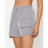 imageGRAPENT Hiking Shorts for Women Trendy High Waisted Pull On Elastic Waist Quick Dry Beach Athletic Cargo Pocket ShortsLight Gray