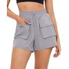 imageGRAPENT Hiking Shorts for Women Trendy High Waisted Pull On Elastic Waist Quick Dry Beach Athletic Cargo Pocket ShortsLight Gray