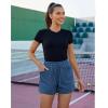 imageGRAPENT Sweat Shorts for Women Trendy High Waisted Athletic Pull On Elastic Waist Casual Summer Lounge Cotton ShortsBlue Sapphire