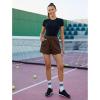 imageGRAPENT Sweat Shorts for Women Trendy High Waisted Athletic Pull On Elastic Waist Casual Summer Lounge Cotton ShortsChocolate Brown