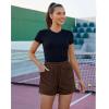 imageGRAPENT Sweat Shorts for Women Trendy High Waisted Athletic Pull On Elastic Waist Casual Summer Lounge Cotton ShortsChocolate Brown