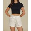 imageGRAPENT Sweat Shorts for Women Trendy High Waisted Athletic Pull On Elastic Waist Casual Summer Lounge Cotton ShortsLight Heather Grey