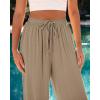 imageGRAPENT Wide Leg Pants Woman Linen High Waisted Pull On Flowy Casual Baggy Drawstring Palazzo Trousers Pants Resort WearLight Taupe