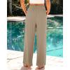 imageGRAPENT Wide Leg Pants Woman Linen High Waisted Pull On Flowy Casual Baggy Drawstring Palazzo Trousers Pants Resort WearLight Taupe