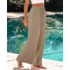 imageGRAPENT Wide Leg Pants Woman Linen High Waisted Pull On Flowy Casual Baggy Drawstring Palazzo Trousers Pants Resort WearLight Taupe