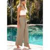 imageGRAPENT Wide Leg Pants Woman Linen High Waisted Pull On Flowy Casual Baggy Drawstring Palazzo Trousers Pants Resort WearLight Taupe