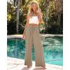 imageGRAPENT Wide Leg Pants Woman Linen High Waisted Pull On Flowy Casual Baggy Drawstring Palazzo Trousers Pants Resort WearLight Taupe