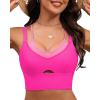 imageGRAPENT Bikini Tops for Women Cropped Tankini Tops Beach Padded Color Block Cutout Adjustable Bathing Suit Swim Top OnlyPink Block