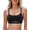 imageGRAPENT Bikini Tops for Women Cropped Tankini Tops Beach Padded Cut Out Adjustable Spaghetti Straps Swimwear Top OnlyBlack