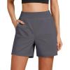 imageGRAPENT Hiking Shorts for Women High Waisted Pull On Athletic Casual Summer Lightweight Cooling Sport Shorts with PocketEbony Gray