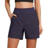 imageGRAPENT Hiking Shorts for Women High Waisted Pull On Athletic Casual Summer Lightweight Cooling Sport Shorts with PocketNavy Blue