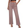 imageGRAPENT Jeans for Women High Waisted Straight Leg Jeans Stretchy Trendy Wide Leg Denim Pants Jean Trousers Patch PocketsPecan Brown