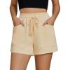 imageGRAPENT Sweat Shorts for Women Trendy High Waisted Athletic Pull On Elastic Waist Casual Summer Lounge Cotton ShortsVanilla