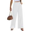 imageGRAPENT Wide Leg Pants for Women Work Business Casual High Waisted Dressy Pants Flowy Trousers OfficeOffwhite
