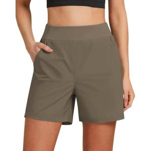 imageGRAPENT Hiking Shorts for Women High Waisted Pull On Athletic Casual Summer Lightweight Cooling Sport Shorts with PocketDark Olive