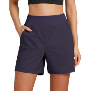 imageGRAPENT Hiking Shorts for Women High Waisted Pull On Athletic Casual Summer Lightweight Cooling Sport Shorts with PocketNavy Blue