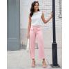 imageGRAPENT Wide Leg Jeans for Women Trendy High Waisted Straight Leg Cropped Stretchy Denim Pants with Retro Patch PocketsCandy Pink