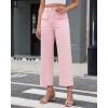 imageGRAPENT Wide Leg Jeans for Women Trendy High Waisted Straight Leg Cropped Stretchy Denim Pants with Retro Patch PocketsCandy Pink