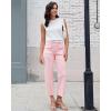 imageGRAPENT Wide Leg Jeans for Women Trendy High Waisted Straight Leg Cropped Stretchy Denim Pants with Retro Patch PocketsCandy Pink