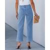 imageGRAPENT Wide Leg Jeans for Women Trendy High Waisted Straight Leg Cropped Stretchy Denim Pants with Retro Patch PocketsReef Blue